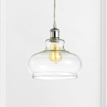 Hampton 9.38" Adjustable Iron/Glass Pharmacy LED Pendant - JONATHAN Y